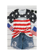 Black Contrast American Flag Cutout T-Shirt