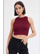 Seamless Crew Neck Red Tank Top in Vibrant Red