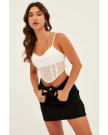 Black Mid Rise Cargo Mini Denim Skirt