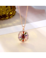 Pendant Necklaces Mona Lisa Style 7 Color Round Flower Rose Gold Necklace For Women Girls Christmas Valentine's Day GIft Fashion Jewelry