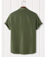 Men's Solid Button Up Shirt in Army Green