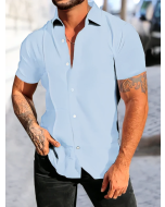 Solid Blue Button Up shirt for Men