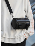 Men Release Buckle Decor Zip Front Bucket Bag