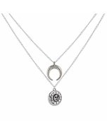 Silver Multilayer Vintage Sun Moon Pendant Necklace for Women