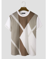 Colorful Striped Crew Neck T-Shirts for Men