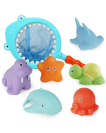 7 PCS Bath Toys for 3 Year Olds Children Water Toys Soft Rubber Shark Sea Animals