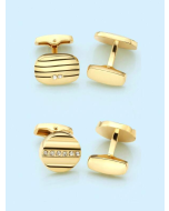 2pairs Round & Square Cufflinks With Adhesive Rhinestones For Business, Work, Wedding Gift