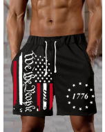 Men's Independence Day American Flag We The People 1776 Print Track Shorts