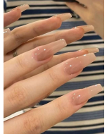 Elevate Your Style with 24pcs Long Coffin Plain Nude Solid Glossy Fake Nail & 1sheet Tape & 1pc Nail File