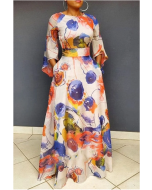 Casual Elegant Print Patchwork O Neck A Line Dresses