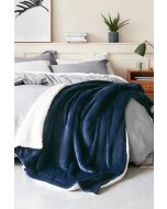 Bedsure Sherpa Fleece Blanket Plush Blanket Fuzzy Soft Blanket Microfiber King Size Navy Blue Woven Winter Bamboo Fiber 0.5-1 Kg