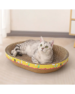 Oval Cat Scratching Nest Claw Basin Corrugated Cat Scratch Board Wear-resistant Cats Toy Strong Adhesion Safe Non-toxic