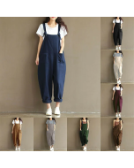 Women's Cotton Suspenders Casual Trousers