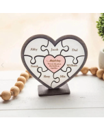 Mom You Are The Piece That Holds Us Together - Personalized Heart Puzzle Wood Sign