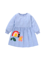 Little maven girls dress fall Europe and the United States children's long-sleeved sweater dress cotton cute embroidery Children's dresses