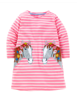 Europe and the United States children's dresses fall models children's striped embroidery princess dress cotton cute girls dresses