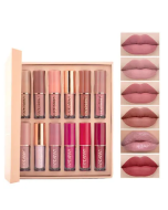 HANDAIYAN 12 Color Book Lip Gloss Set  Matte Shimmer Non-Sticky Cup Lip Glaze Lipstick