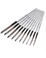 10-in-1 nylon brush set, silver gray wooden pole, round edge hook line pen