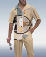 Stylish Two-Piece Printed Walking Set with Short Sleeves