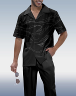 Short Sleeve Walking Set in Black Lineart