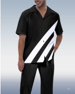 Black 2-Piece Short Sleeve Walking Suit for Men