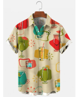 Men's 50's Vintage Short Sleeve Drink&Food Casual Hawaiian Shirt