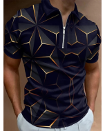 Men's Casual Geometric Print Polo Shirt