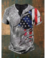 Men's Vintage Flag Print T-Shirt For Men