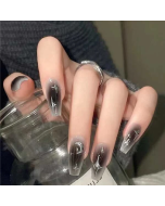 Elevate Your Style With 24pcs Long Square Faux Pearl Full Cover Fake Nail Set