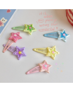 Sweet cool dopamine colorful stars clip ins sweet sister y2k pentagram side hair card hundred with sweet headdress female