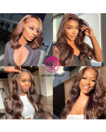 AngelBella Glueless Frontal Lace Wigs Human Hair Brazilian Glueless Full Lace Human Hair Wig Long Brown Wigs For Women