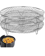Air Fryer Accessories 8" Triple Round Grill Steamer Rack