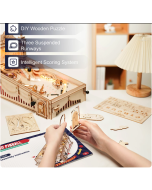 Robotime ROKR 3D Pinball for Kid Adults Family Party Machine Vintage Style Popular Game Smooth Assembly 3D Wooden Puzzles EG01