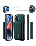 For iPhone 15 DG.MING M1 Series Magnetic Tri-fold Wallet Phone Leather Case