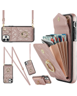 For iPhone 11 Pro Max Crossbody Small Fragrance Organ Card Case (Rose Gold)