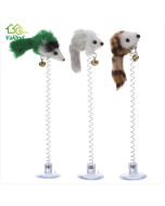 3PCS Fun cat elastic toy Fake Mouse with suction cup base Cat scratching toy Pet Cat Products (random color)