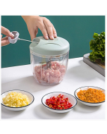 Multifunctional hand-pulled vegetable cutter Home meat grinder Meat crusher Garlic puree random color