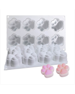 DIY Animal PAWS candle drop glue cake Jelly pudding silicone mold, specifications: 8 even large cat PAWS