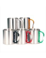 Stainless steel double mug water cup Coffee cup with hiking buckle color random