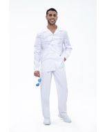 Suitmens White Art Two-Piece Long Sleeve Print Walking Pants