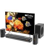 Hiwill 4.1ch Soundbar with Dolby Atmos, 300 W Soundbar for TV Devices with Subwoofer, 2 Front Surround Speakers, HDMI eARC, Treble and Bass Adjustable, Surround Sound for TV, HiElite A41