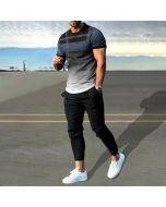 Gradient Plaid Printed T-Shirt And Pants Co-Ord