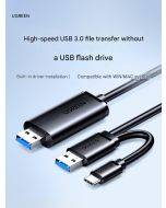 UGREEN USB 3.0 data transfer cable (male to male) for sharing data between computers, laptops, desktops, keyboards, and mice; dual-head USB connection cable for file copying and transfer.