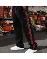 Men's Plaid Wide-Leg Casual Sweatpants with Pockets