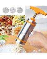3 Molds Household Manually Small Stainless Steel Pressing Style Handhold Noodle Machine (Orange)