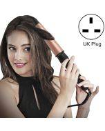 1-1.5 inch Conical Ceramic Hair Curler with Heat-resistant Gloves , UK Plug (Rose Gold)