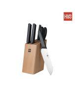 Huohou Youth Edition six-piece kitchen knife set for bone-cutting, peeling and shearing kitchen knife holder household combination stainless steel