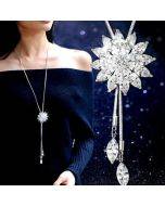 Fashionable Women's Brilliant Flower Sweater Chain Pendant Summer Dress Jewelry