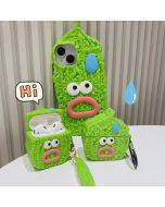 Funny 3D Expression Bitter Gourd Phone Case For iPhone 14 13 12 11 Pro Max Green Creative Shockproof Soft Silicone Cover