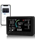 Tuya WIFI Smart CO2 Meter TVOC PM2.5 PM1.0 Temperature and Humidity Infrared Sensor Air Quality Monitor - With EU Smart Plug